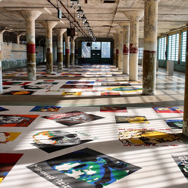 The @Large exhibit by Chinese artist Ai Weiwei at Alcatraz. A vocal critic of his nation’s government, Ai was secretly detained by Chinese authorities for 81 days in 2011. @Large turns Alcatraz into a space for dialogue about how we define liberty and justice, individual rights and personal responsibility. This is the former laundry facility, which has been closed to the public until now.